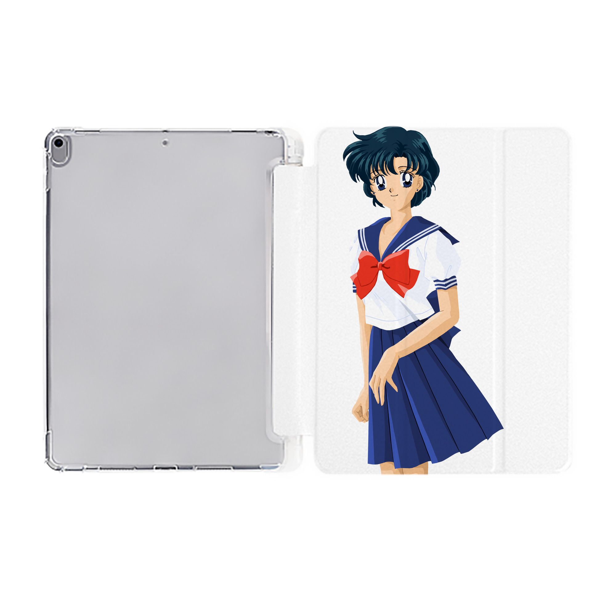 （画像用） 美少女戦士セーラームーン 水野 亜美 みずの あみ Sailor Moon Mizuno Ami IPad ケース ペン収納付き 三つ折りスタンド PUレザー×シリコン 対応機種9.5/10.5/10.9インチ